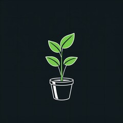 Pot plant outline icon with linear style . Plant in pot simple line vector icon for mobile concept and web design. Single potter plan.