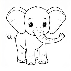 Naklejka premium Cute Baby Elephant Cartoon Illustration