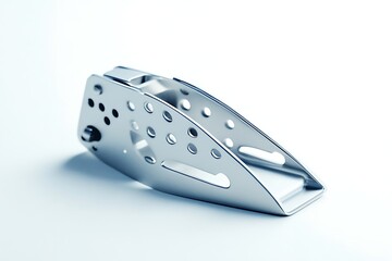 Isolated Silver Metal Tongs Tool Kitchen Utensil with Holes on White