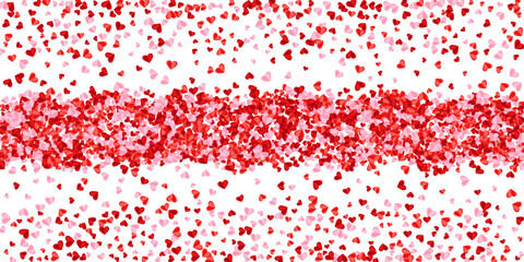 Origami red heart shapes confetti vector background. Mother's Day gift decor. Postcard backdrop. Little heart love signs on white.
