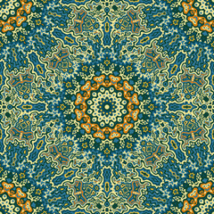 Vintage seamless pattern ethnic design. Kitchen tile ornament repeat square motif. Modern mosque ottoman paper. Creative texture patchwork seamless pattern. Damask talavera element.