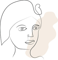 Hand drawn one line art portrait illustration