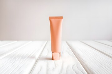 A Makeup Primer Tube Packaging Mockup on White Minimal Elegant Background