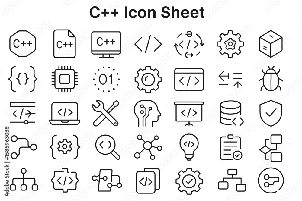 Poster c++ icon sheet: a comprehensive collection of meticulously crafted c++ icons, embodying the essence 