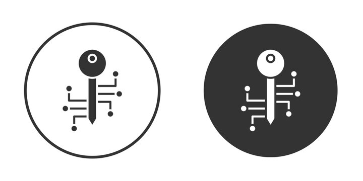 Digital key icon flat pictogram for web. Symbol, logo illustration. Vector graphics