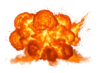 燃え盛る炎の爆発 鮮烈なオレンジ色 迫力満点