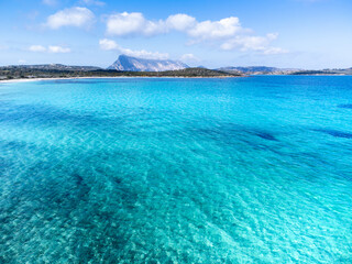 Aerial view of Lu Impostu beach clear water