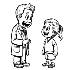 Doctor explaining to child in playful interaction – Healthcare education
