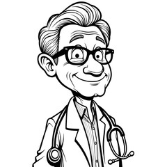 Elderly man with stethoscope &ndash; Doctor character, healthcare theme