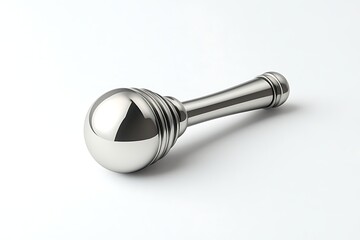 Close Up of Curtain Rod Finial in Silver Finish on White Surface