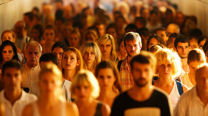 People crammed on subway station, too many people