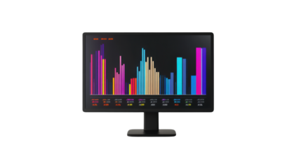 A single monitor screen with bar chart icon 3d illustration on white background 