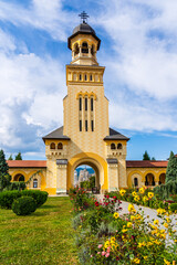 Alba Iulia, Transylvania, Romania: Tower gate entrance into the Coronation Cathedral, Reunification Cathedral, orthodox church dedicated to the Holy Trinity and the Holy Archangels Michael and Gabriel
