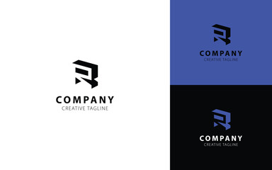 Monogram 3D logo with letter R in isometric top-left view for your business