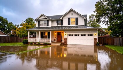 Obraz premium Flooded house in a storm