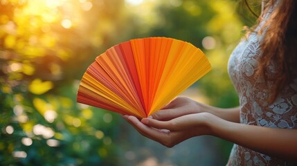 Color palette held outdoors
