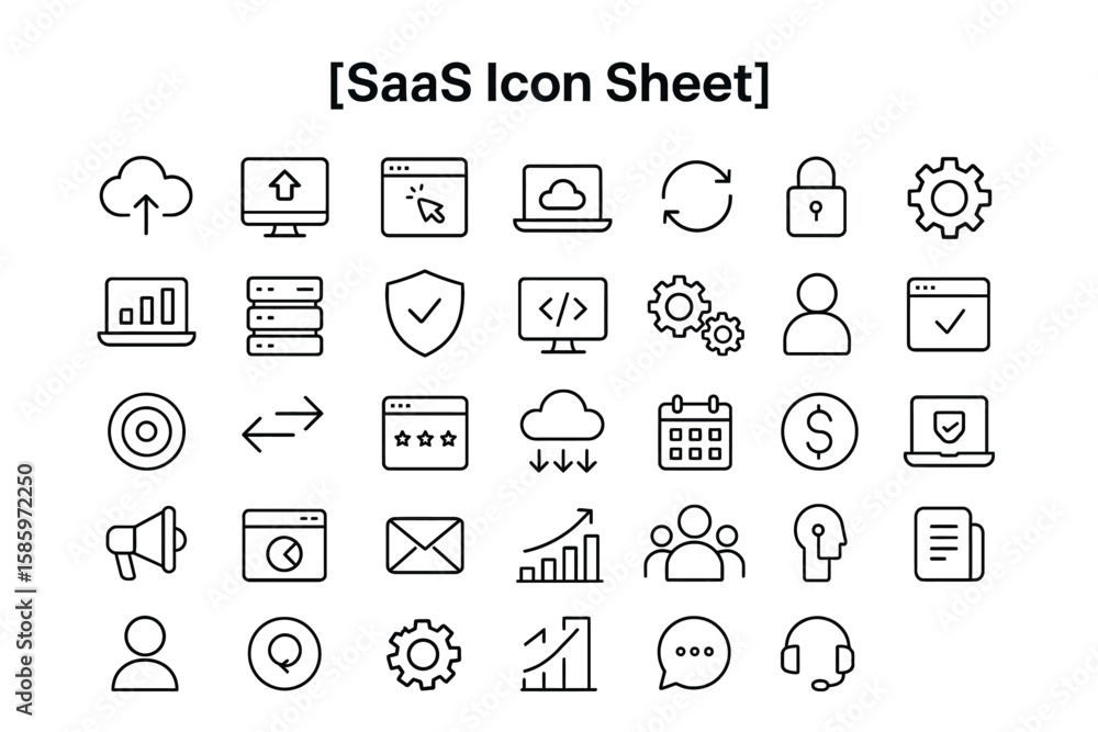 Poster saas icon sheet: a comprehensive collection of saas icons, meticulously crafted for modern digital d