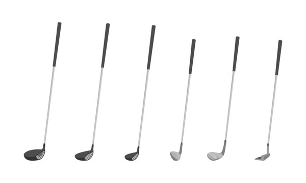 golf club set vector illustration isolated on white background.