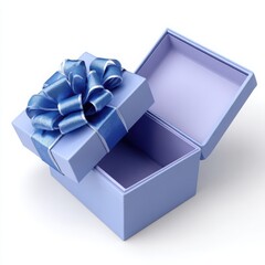 Open Blue Gift Box with Ribbon Bow image