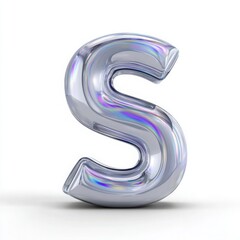 Silver Letter S with Holographic Reflections alphabet