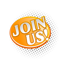 Join Us Text Banner with Comic Style Design