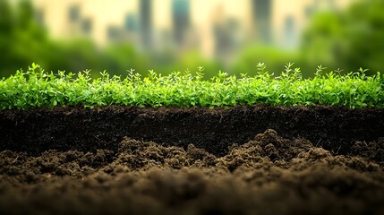 Lush green plants growing in fertile soil