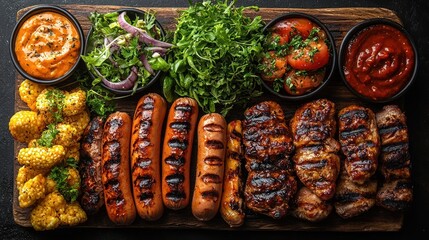 Grilled meat and vegetable platter