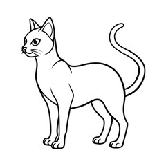 Obraz premium Elegant line drawing of a cat standing alert isolated on white background