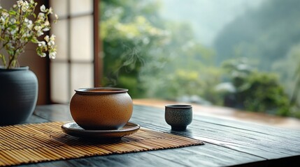 Serene tea ceremony still life