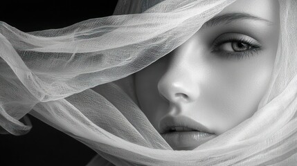 Elegant woman portrait in gray scale