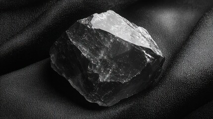 Raw stone on dark fabric