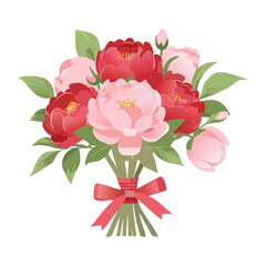 Elegant Flower Bouquet Red Pink Blossom Graphic
