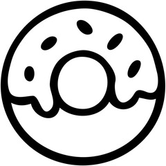 Fototapeta premium A delicious-looking donut with sprinkles and icing, depicted in a simple line drawing style.