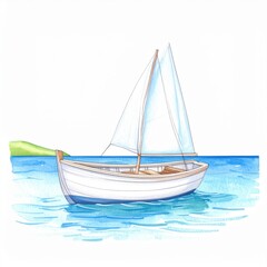 White Sailboat On Blue Ocean Water Near Green Island