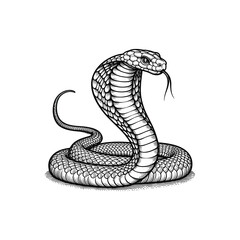 Fototapeta premium Hand-Drawn Vintage Style Engraving of Cobra Snake with Hood Extended, drawn in an engraved, woodcut style with fine details sketch engraving vector illustration