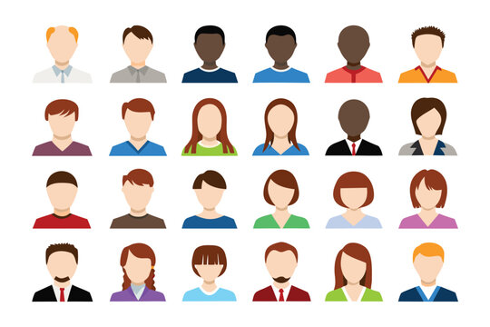 Diverse Avatar Icons: A vibrant collection of avatar icons representing a spectrum of individuality, ideal for conveying inclusivity and personalization in digital contexts.