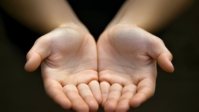 Outstretched open hands capturing gestures of giving and receiving in subtle movement
