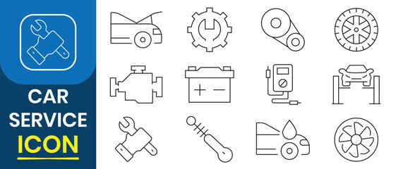 Car service icon. Car service and repair icon vector set. Car service and garage, oil, maintenance, auto service, accelerate icon. vector illustration.