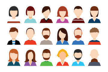 Diverse Avatar Collection: A vibrant array of avatar illustrations, showcasing a spectrum of people's diversity, designed for various user profiles and representing inclusivity.