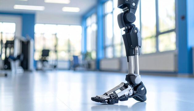 Proteza nogi robotyczna w centrum rehabilitacyjnym nowoczesna