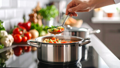 Gotowanie warzyw w garnku na kuchence