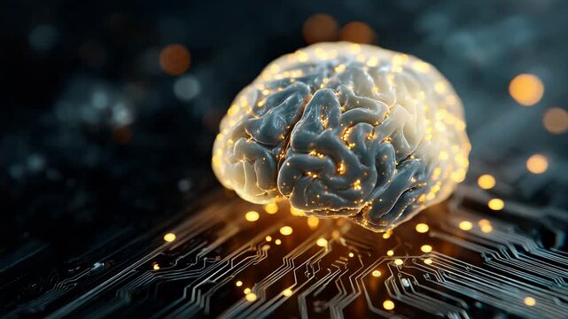 AI Machine Learning Concept with Glowing Neural Pathways and Data Flow