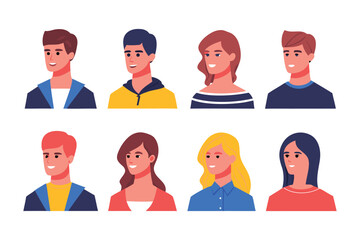 Diverse Portraits of Individuals: A collection of stylized portraits showcases a vibrant array of individuals, each embodying unique personalities. perfect for visual storytelling.