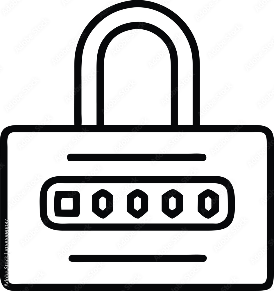 Poster security combination lock icon, simple padlock for web and print design