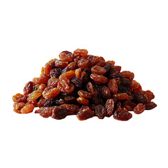 Pile of dried raisins against a black background.