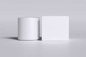 Candle Jar With Box For Mockup On White Background