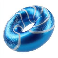Blue Torus With Swirling White Lines abstract geometric
