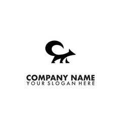 Minimalist fox logo vector template 