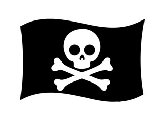 pirate flag with a skull and crossbones silhouette, skull and crossbones flag silhouette vector