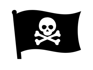 pirate flag with a skull and crossbones silhouette, skull and crossbones flag silhouette vector